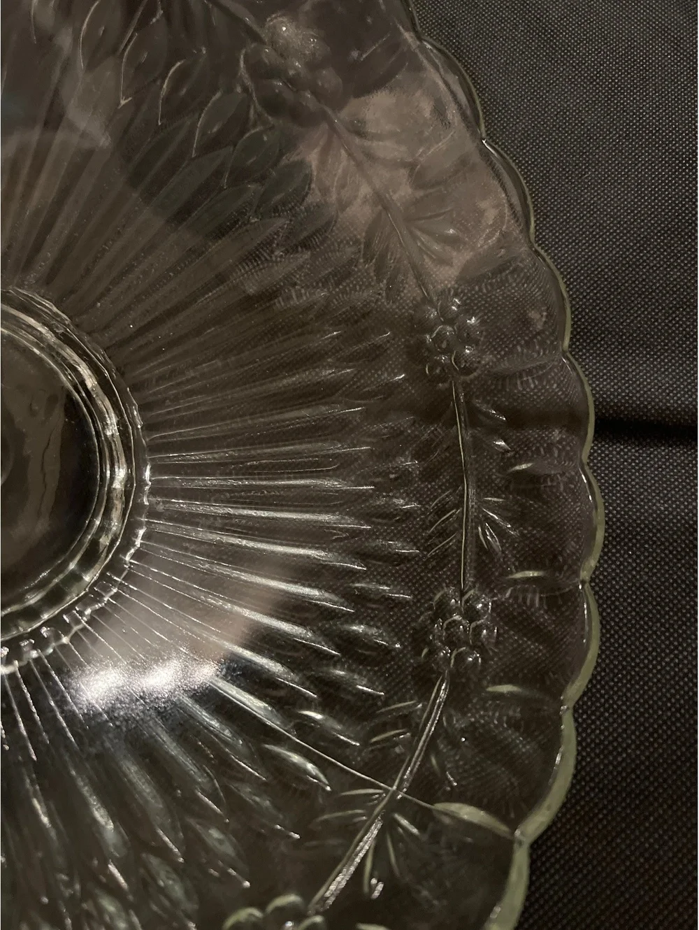 Vintage Clear Glass Light Fixture Shade with Floral Pattern